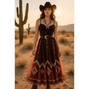 Vintage 70s Hand Embroidered Zari Maxi Skirt – Burgundy Red Organza – Indian